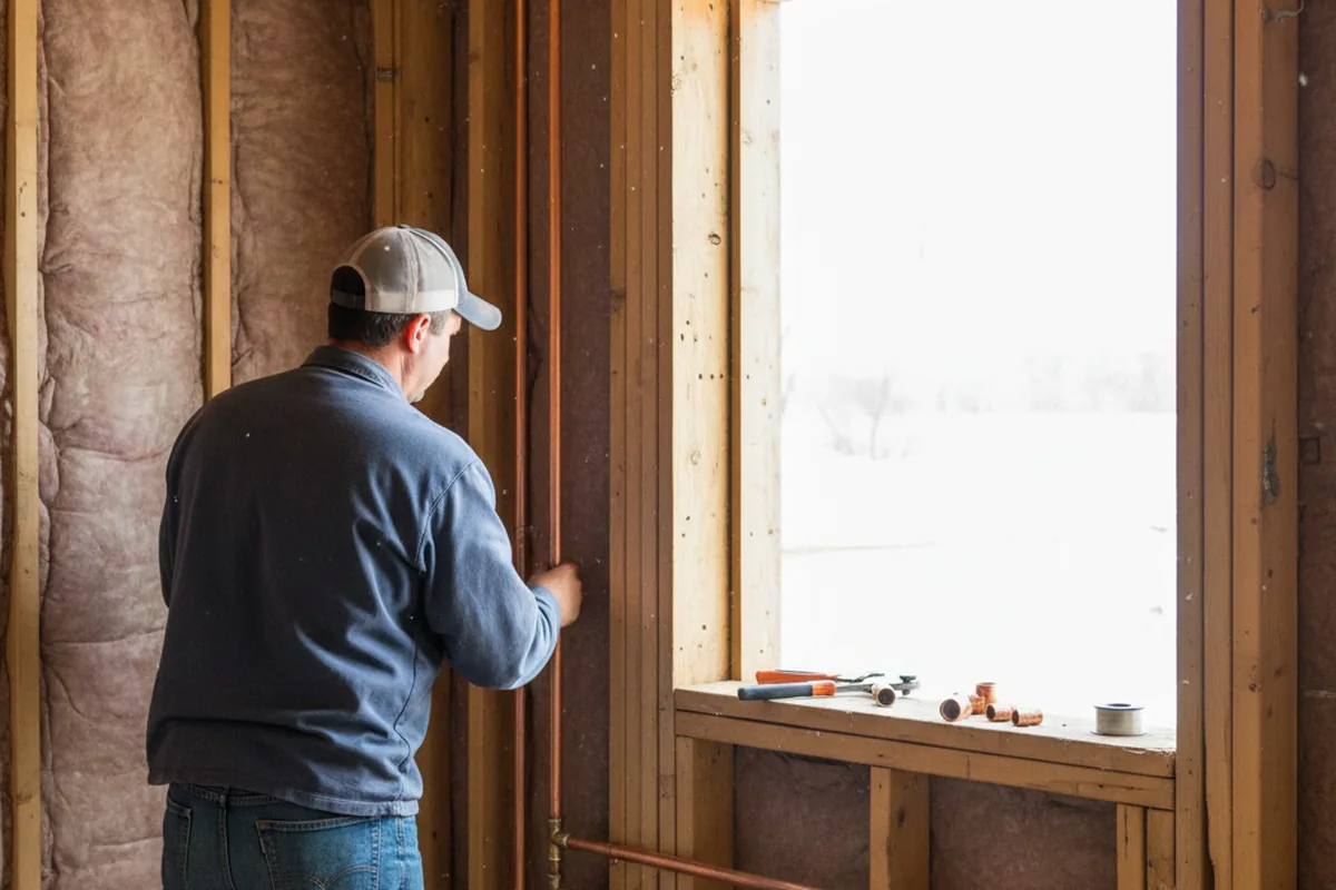 Licensed plumber running new copper supply lines in a Old Washington home