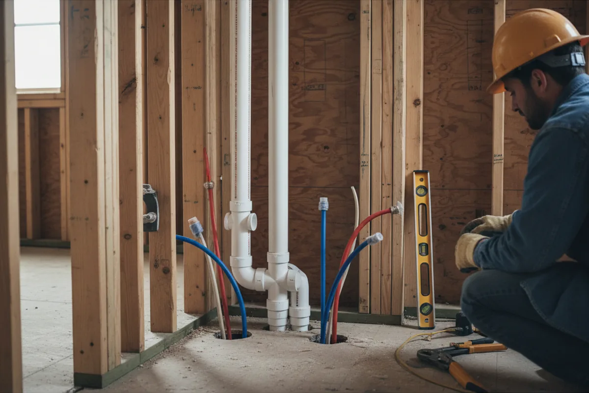 Drain and supply rough-in during Leak Detection in Old Washington