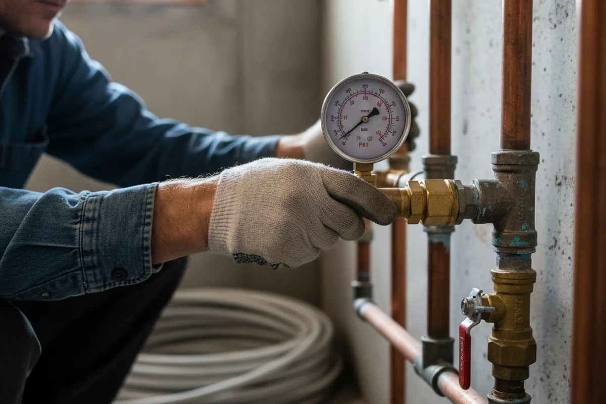 Pressure testing a repaired line during Water Line Repair in Old Washington
